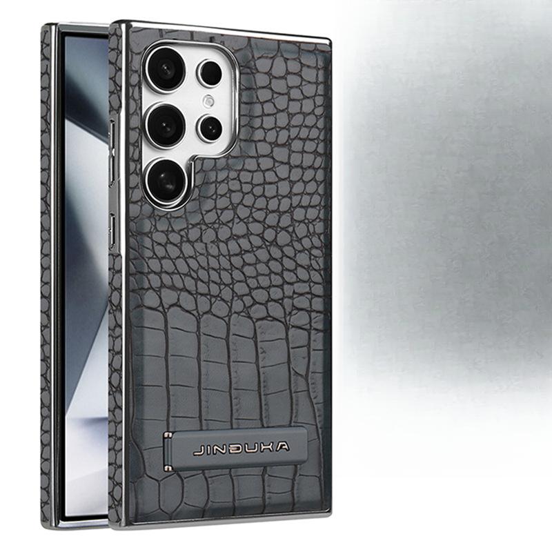 Suitable for Samsung S24ultra Mobile Phone Case Crocodile Pattern Magnetic Absorber Samsung Full-inclusive S25u Bracket 23u Men's Leather Case
