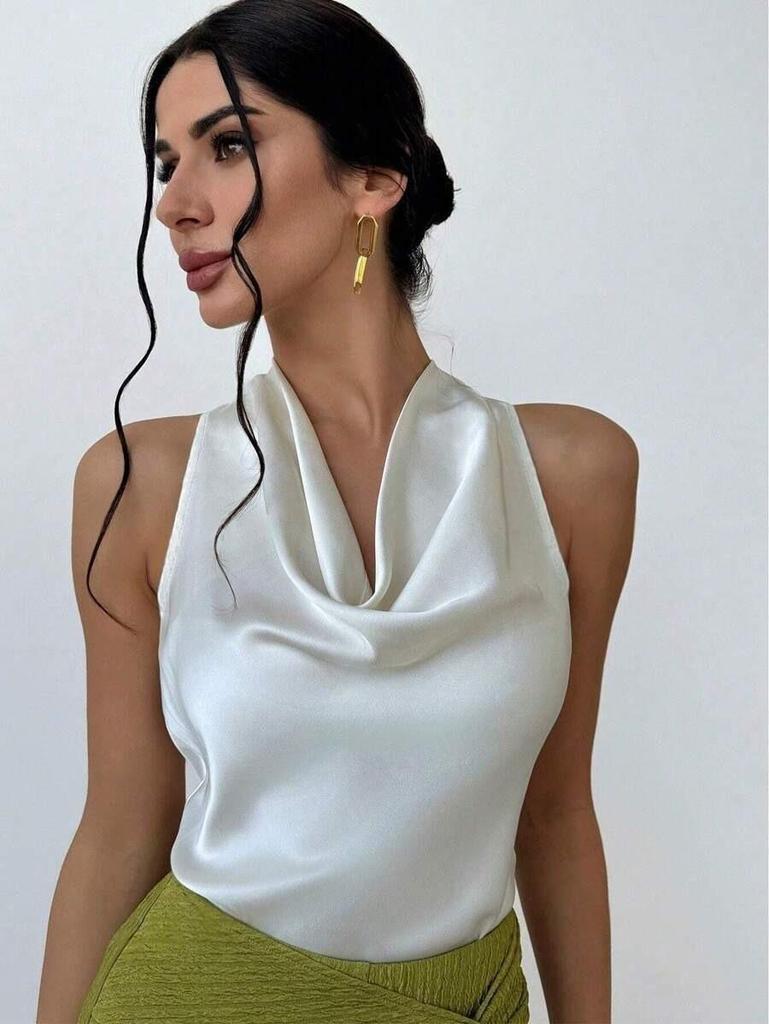 Women's Sexy Sleeveless Satin Shirt - Spring/Summer 2025 Collection