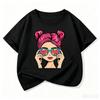 2026 New Girl Pattern Pure Cotton Printed Children's T‑shirt Personalized Round Neck Summer Kids T‑shirt