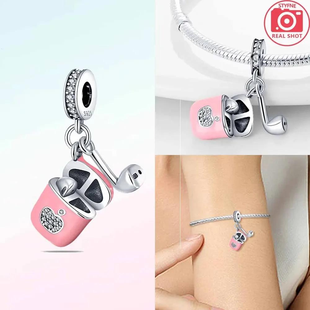 Cute Charms Copper Pink Series Cute Elf Robot Luggage Air Balloon Beaded Pendant Fit Original Bracelet Fine Diy Jewelry
