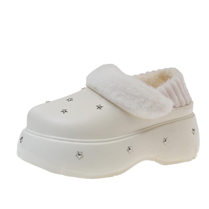 Niche simple cotton shoes for women to wear outside autumn and winter new fashionable and versatile comfortable thick-soled heightening cotton shoes