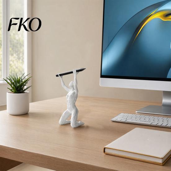 Matte White Pen Holder 3D Printed Kneeling Holder, Weightlifting Design Organizer, Desktop Decoration Creative Pencil for Office Home Accessories