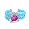 1Pc Demon Hunters KPOP Cartoon Time Gem Bracelet, Leather Braided Blue Multi Layer