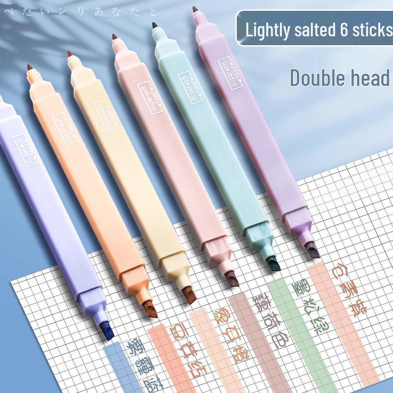 

Dual-End Morandi Color Highlighter Pen - Large Capacity, Eye-Friendly Student Marker