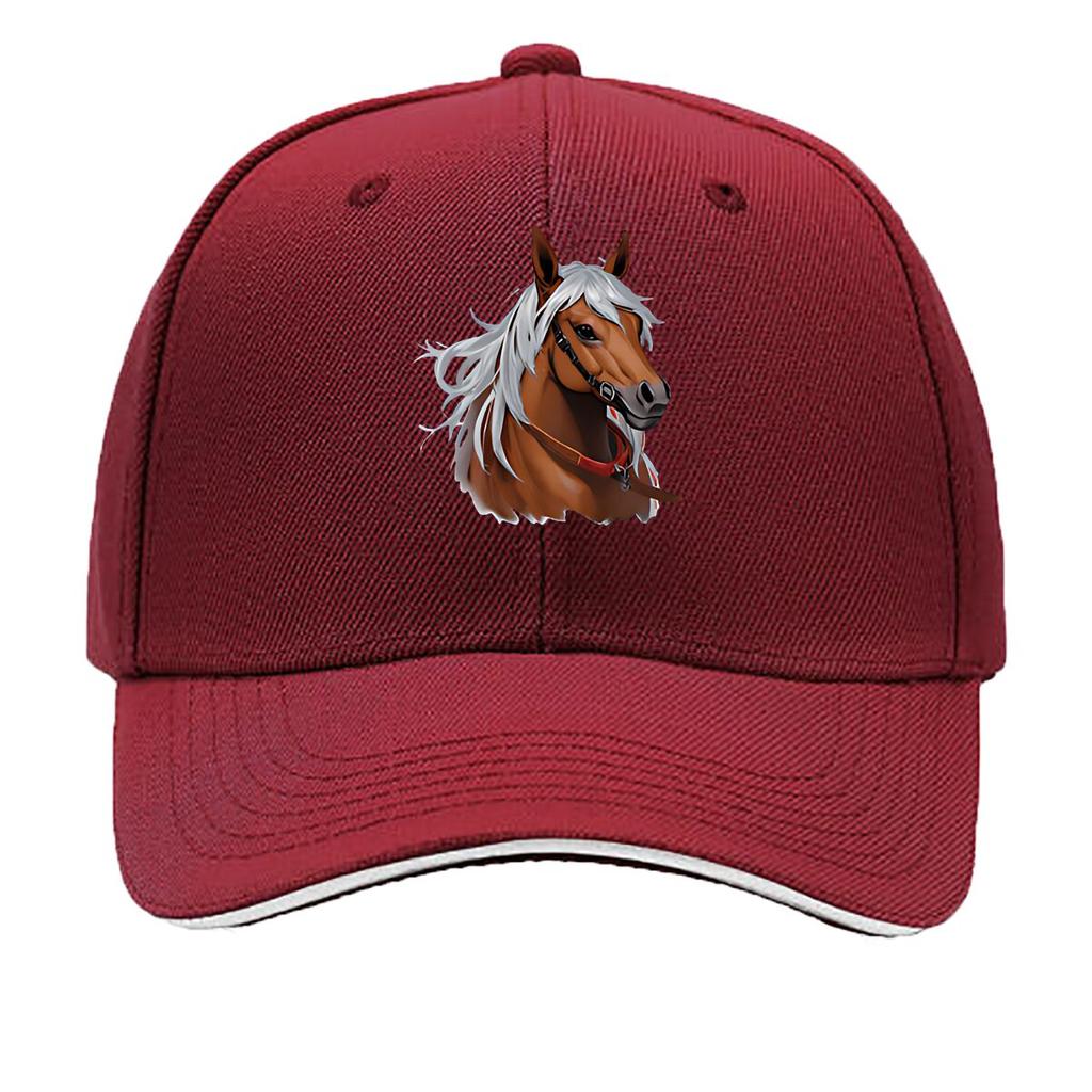 Brown Horse White Unisexe Wall Art Hip Hop Hat Fashion Outdoor Sports Sandwich Baseball Cap