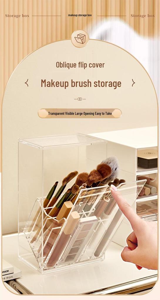 Transparent Dustproof Makeup Brush & Cosmetic Holder for Brushes, Eyebrow & Eyeliner Pencils