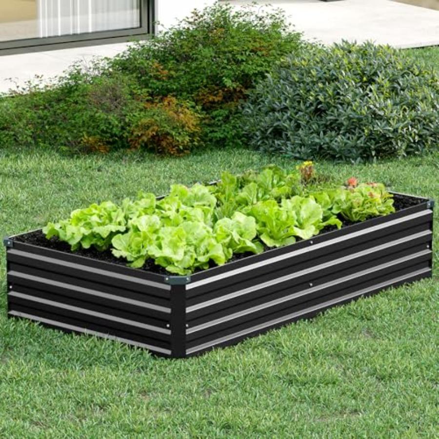 2 Pack 9x3x1FT Galvanized Raised Garden Bed Kit Outdoor Metal Planter Box for Vegetables Rectangular Steel Container Easy Assem