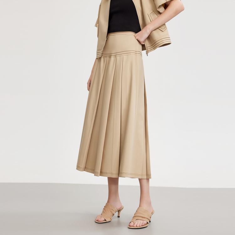 ELLE Elegant High-Waisted Pleated A-Line Skirt Women skirts L8SRM033