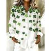 Plus Size Women's Long-sleeved Shirt Fresh Style Loose Printed Shirt Clover Element Long-sleeved Lapel Shirt