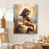 Jezus Houdt Van Jou Canvas Schilderij - Hedendaagse Christelijke Wandkunst Geschikt voor Woondecoratie, Religieus Cadeau met Serene Jezus Scène & Warme Kleuren