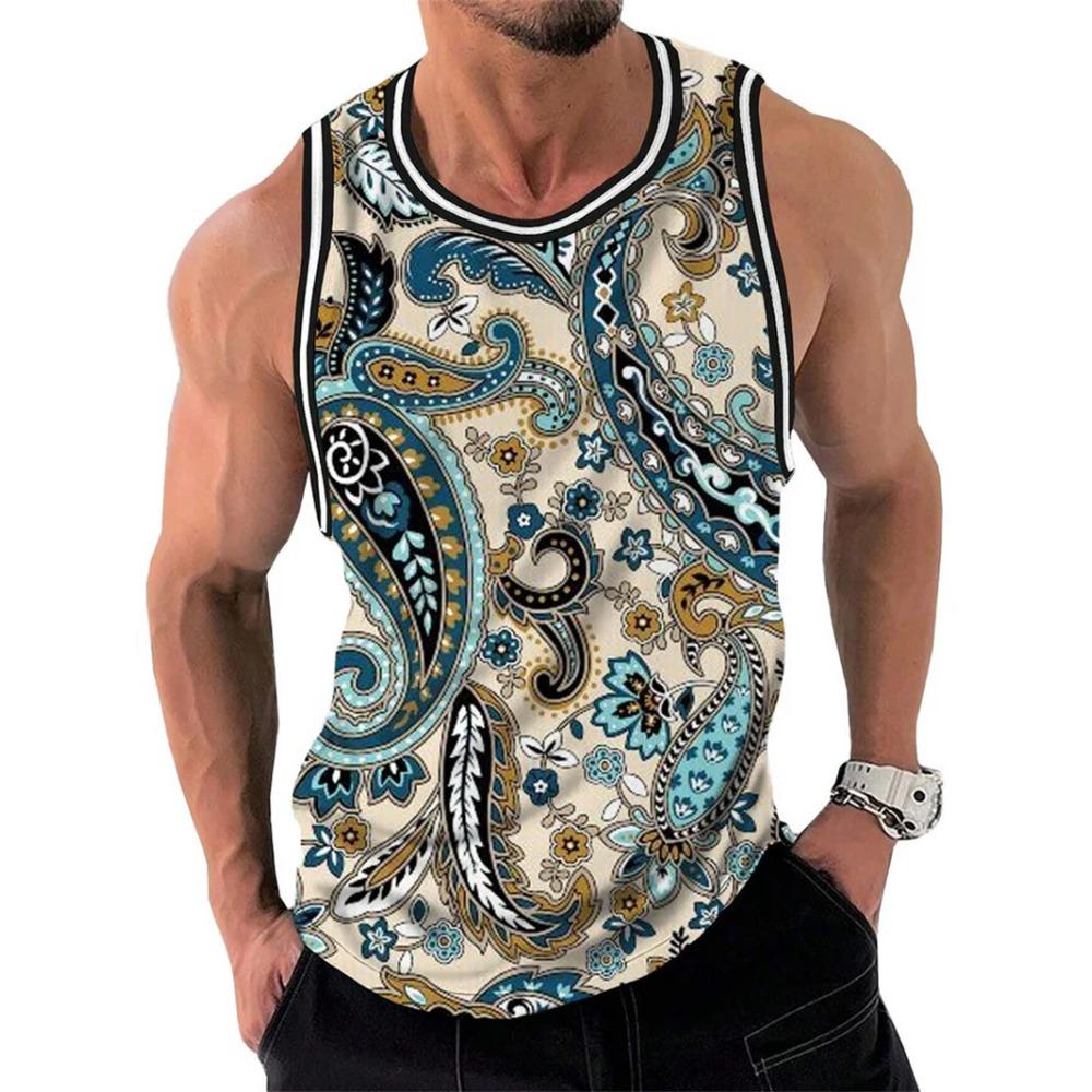 Modisches Floral Graphic Tanktop für Herren Trend Sommer Ärmellos 3D-Blumenaufdruck Weste T-Shirts Locker Streetwear Atmungsaktive Oberteile