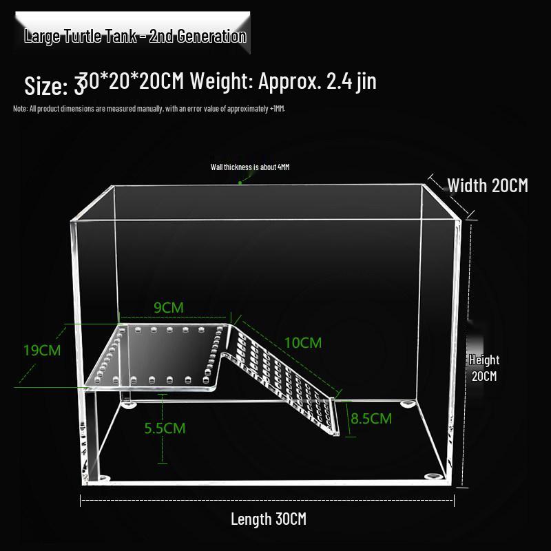 Acrylic Turtle Tank with Sunning Platform - Desktop Mini Fish Tank for Home or Office