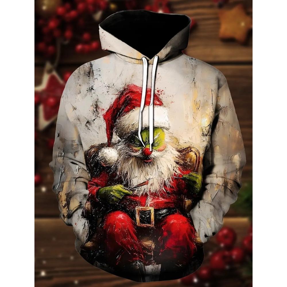 

Модные мужские худи с капюшоном, 3D-принтом на рождественскую тематику, толстовка со шнурком, с длинным рукавом, уличная одежда, рождественская оригинальная одежда 5XL