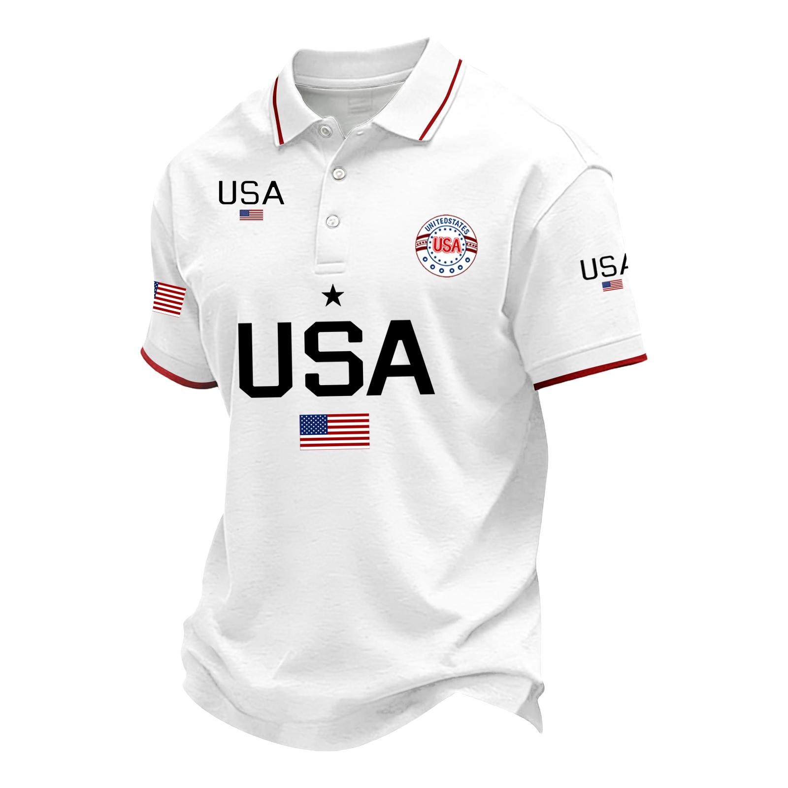 

Men s Loose And Casual Flag-print T-shirt, Short Sleeve Shirt XL білий