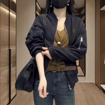 Uniforme de Béisbol Chaqueta Corta para Mujer Primavera y Otoño Nuevo Top Corto Pequeño Estilo Extranjero para Mujer