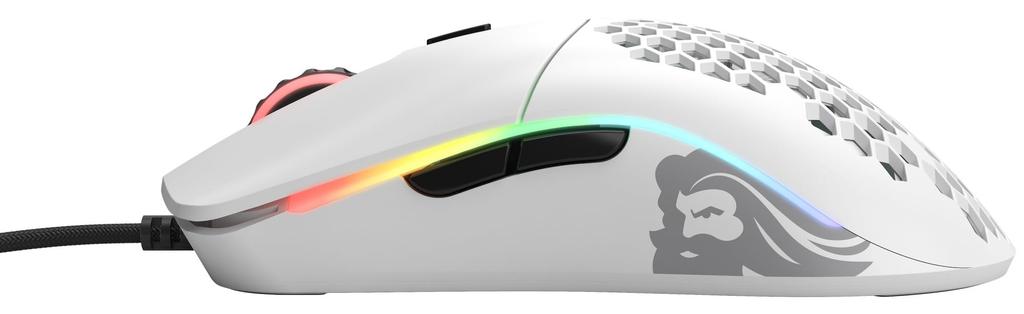 Glorious Model O Gaming 6 Programmable White Mouse, White, Wired, Lightweight, RGB, Buttons, USB, (58g)