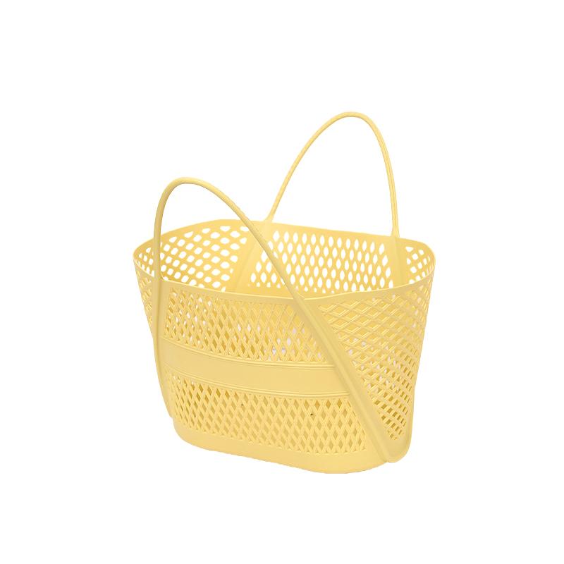 Корзина для ванной Ручная корзина для хранения Многофункциональная бытовая корзина Категоризированная корзина для стирки Пластиковая дренажная жёлтый