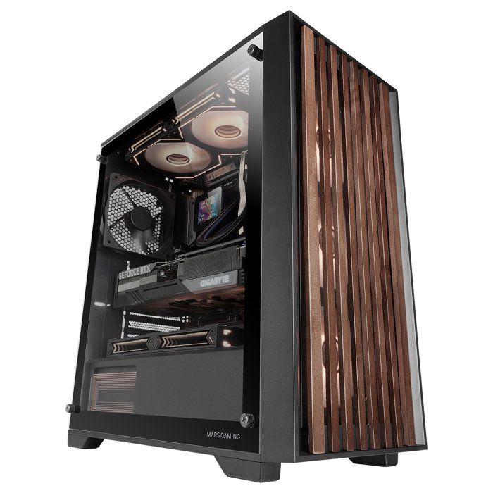 ATX PC-Gehäuse - MARS GAMING - MC-Wood - Holzpaneel - Gehärtetes Glas - Optimierte Kühlung