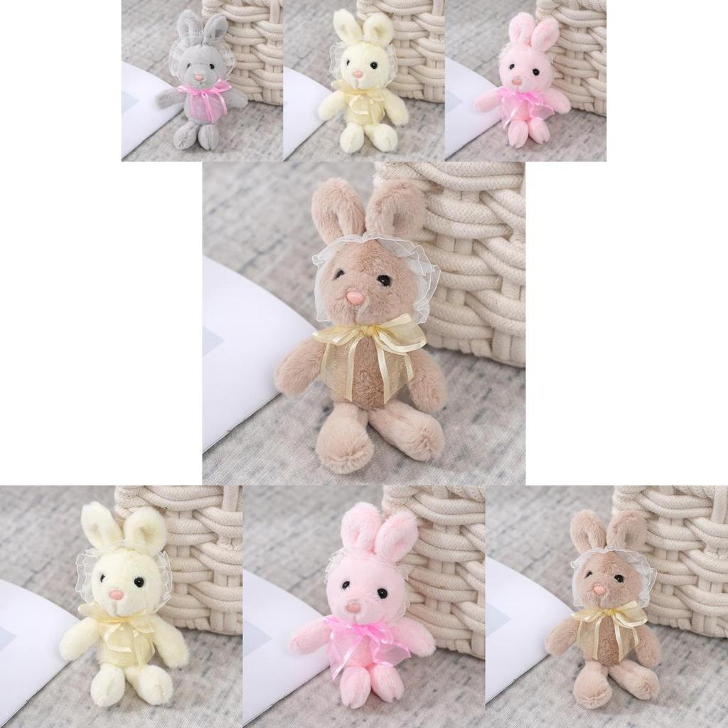 Adorable Lace Bunny Plush Toy Soft And Fluffy Stuffed Animal Doll Keychain