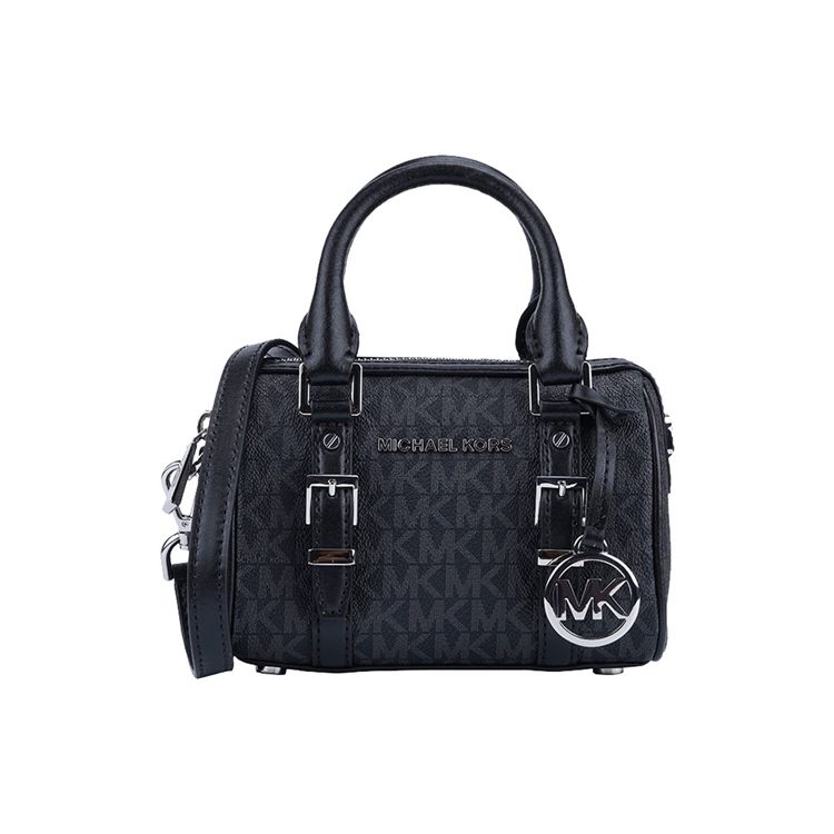 

Michael Kors Bedford Legacy Monogram Logo Vintage Leather Boston Bag Women handbags Black 32F9S06C0B-001 Extra Small