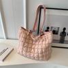 Rhombus Embroidery Thread Cloud Bag Down Cotton Clothing Bag Casual Pleated Large Capacity Portable Tote Shoulder Women's Bag