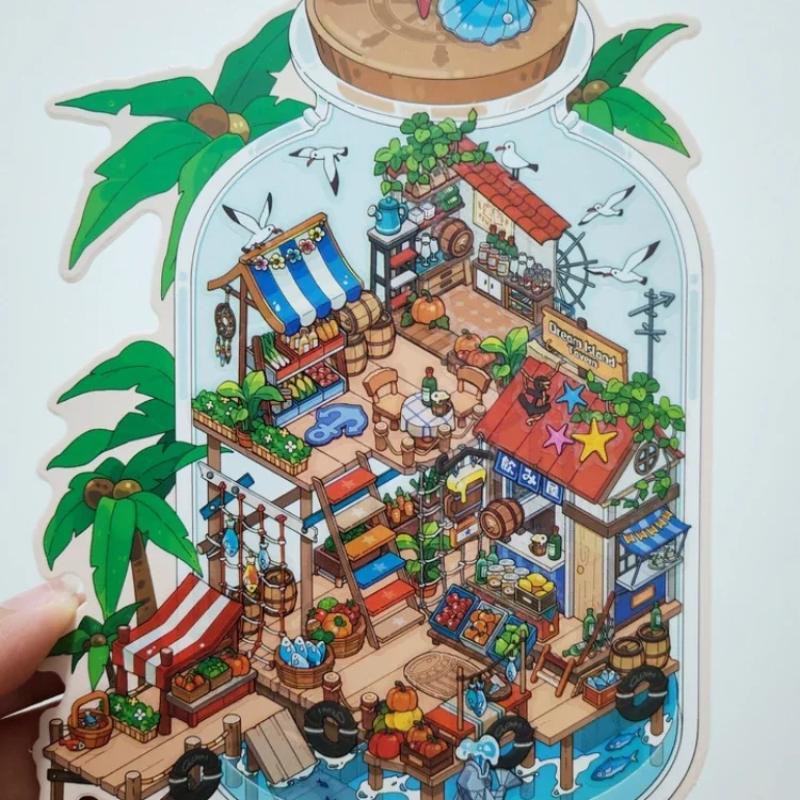 Cartoon sea Landscape Sticker  Scene DIY Toy Game Sticker Festival Birthday Gift for Kid Child Girl