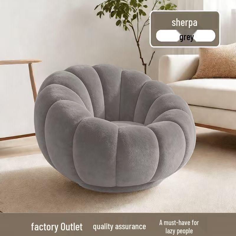Cream Pumpkin Tatami Sofa Chair: Compact Single Person Sofa for Bedroom or Balcony Relaxation.