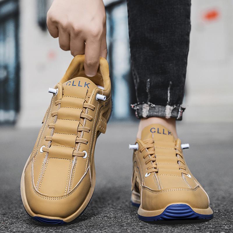 Fashion Men Sneakers Casual Fashion Easy Matching Mixed Colors Leather Breathable Height Increased Flat Platform Running Shoes