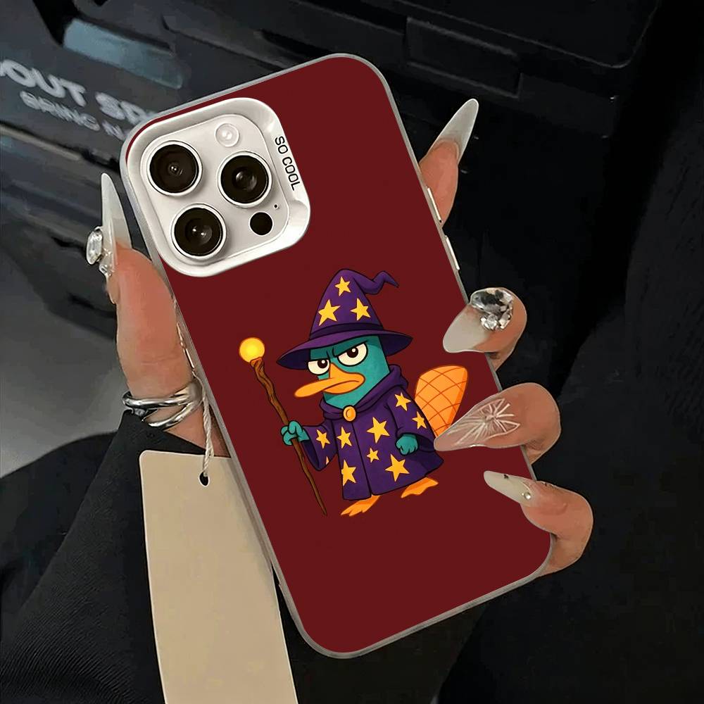 P-Perry The P-Platypus Phone Case For iPhone 17,16,15,14,13,12,11 Plus,Pro Max,XS,white silver phone case