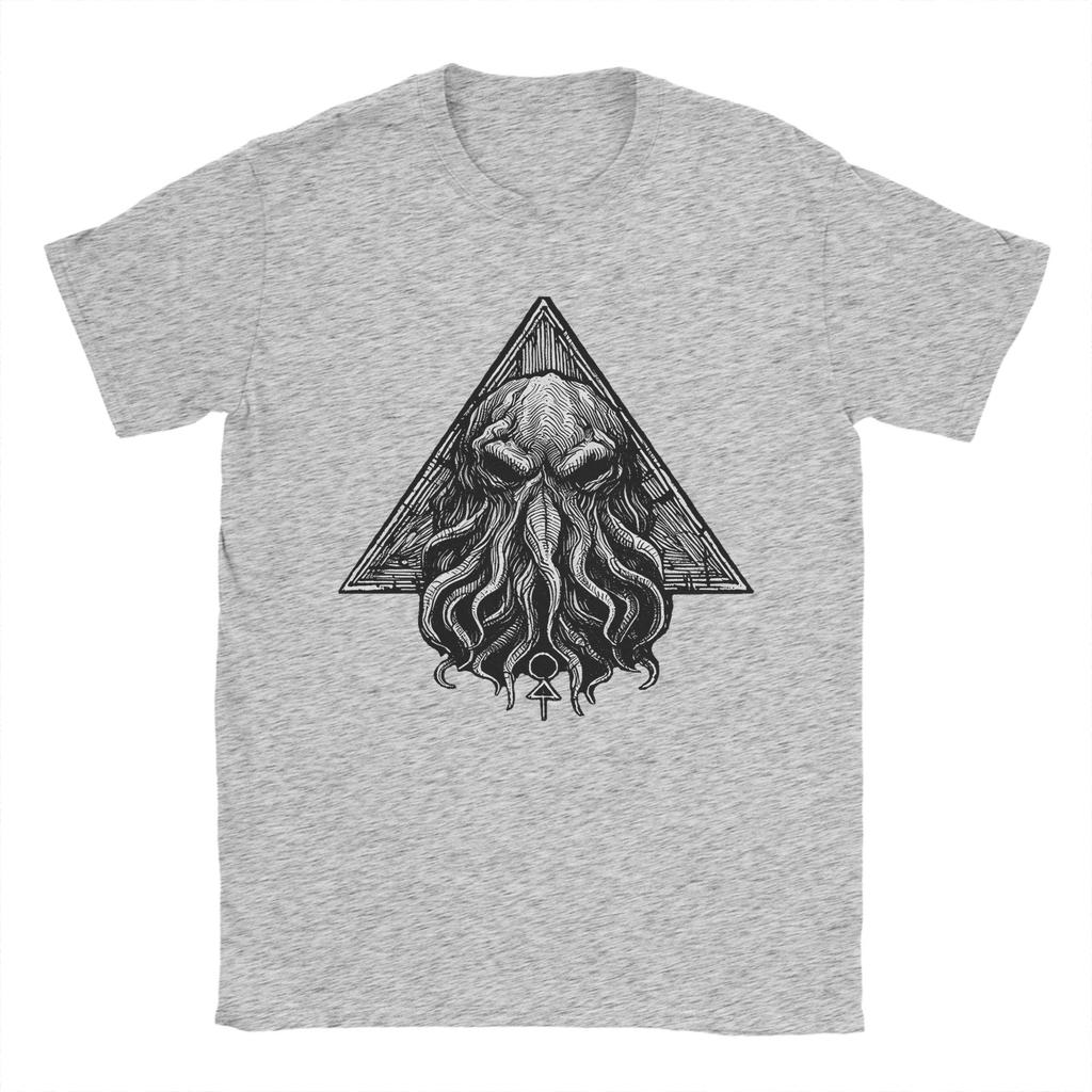 Humor Cthulhu Horror of R'Lyeh T-Shirts for Men O Neck Cotton T Shirt  Short Sleeve Tees Graphic Printed Clothing