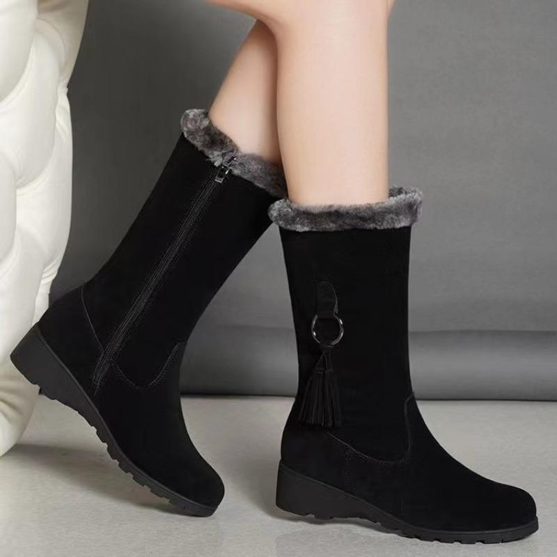 Fashion 2025 New Women's Boots Fashion Mid-calf Boots Plush Warm Snow Boot Wedge Platform Boots for Women Winter Cotton Boot Botas Mujer