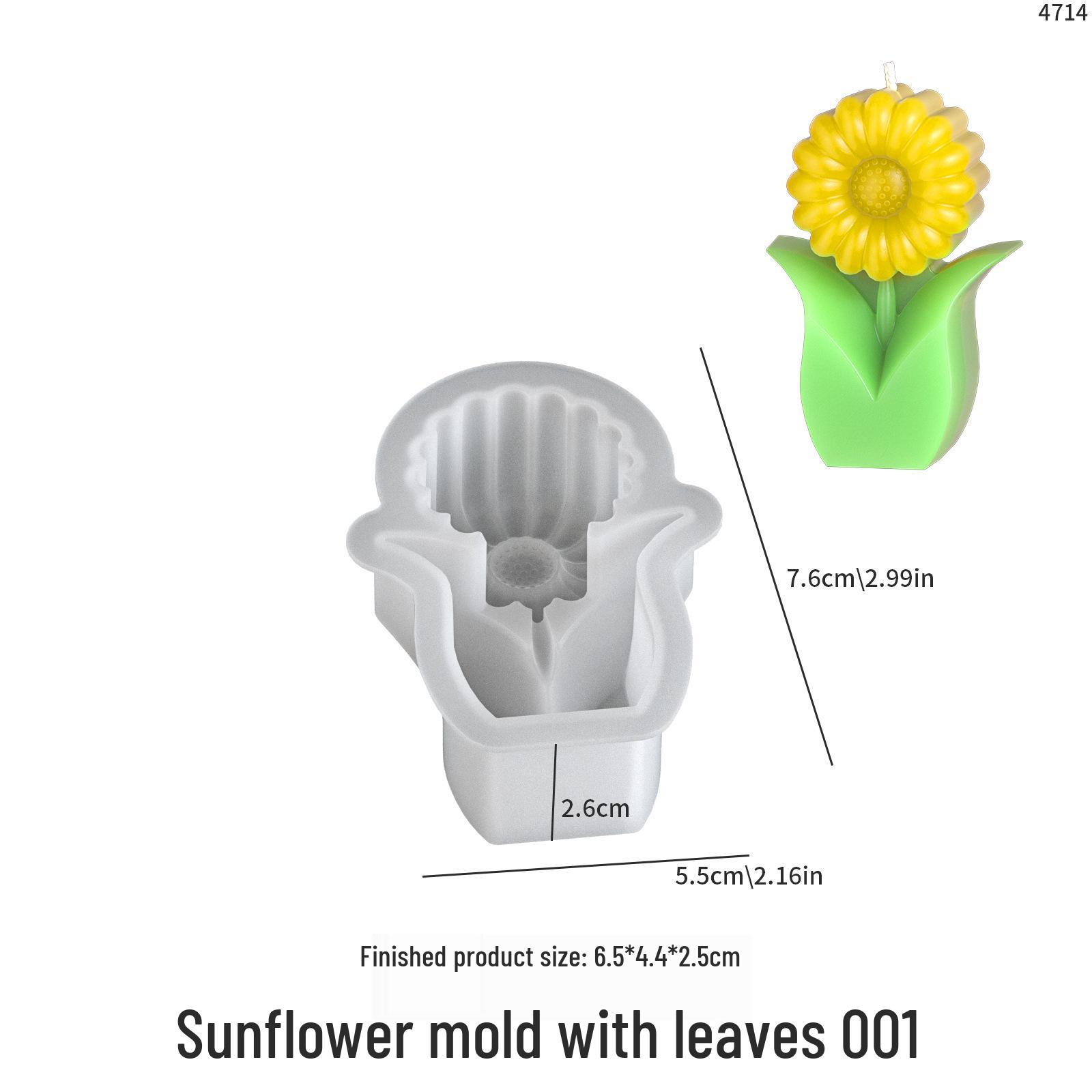 Poppy Flower Candle Silicone Mold - 3D DIY Tulip & Sunflower Designs