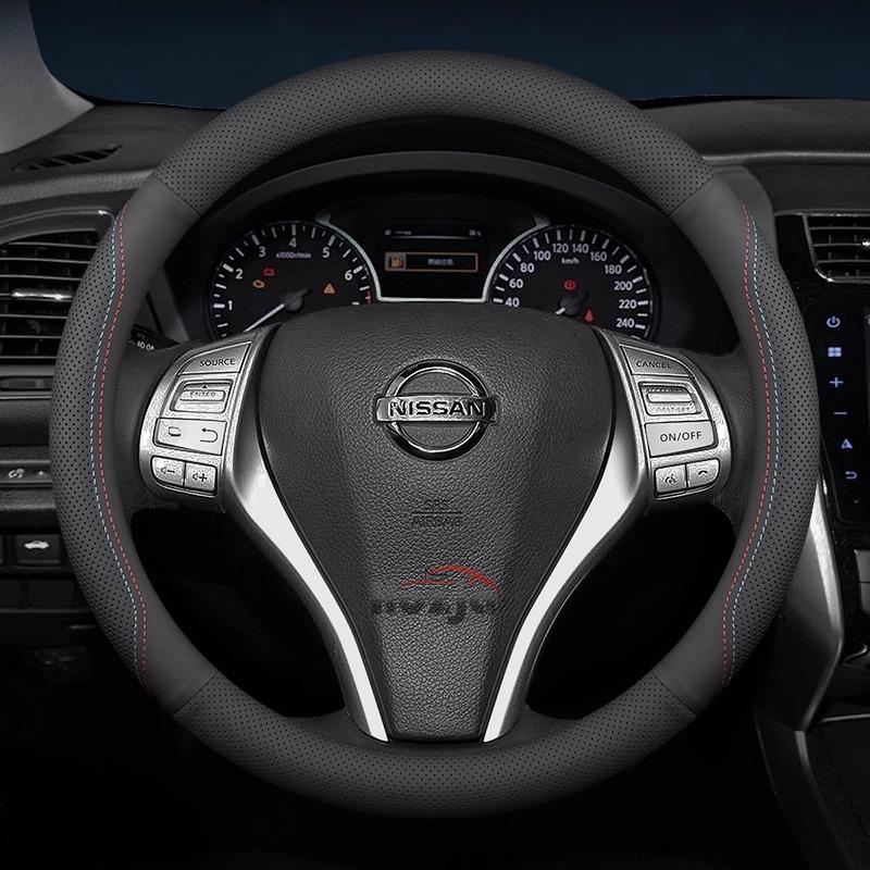 Leather Car Steering Wheel Cover for Nissan Patrol Tiida NP300 Frontier NV200 Navara Accessories
