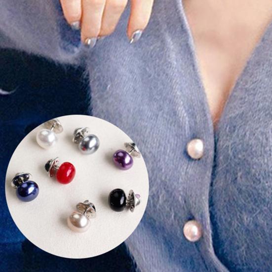 Women Fashion Faux Pearl Brooch Pin Shawl Collar Buckle Clothes Clip Shirt Sweater Decor for Wedding Party