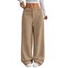 Pantaloni a Coste da Donna Larghi Comodi Casual Vita Elastica Gamba Dritta Con Tasche