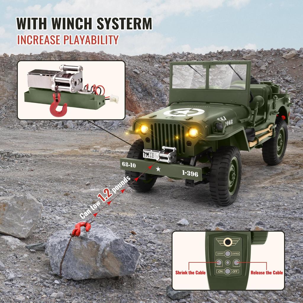 C8815 Remote Control Truck 4x4 Off Road 1/10 RC Truck Purpose Vehicle War Offroad RC Crawler Car Army Toy Boy All Terrain Car