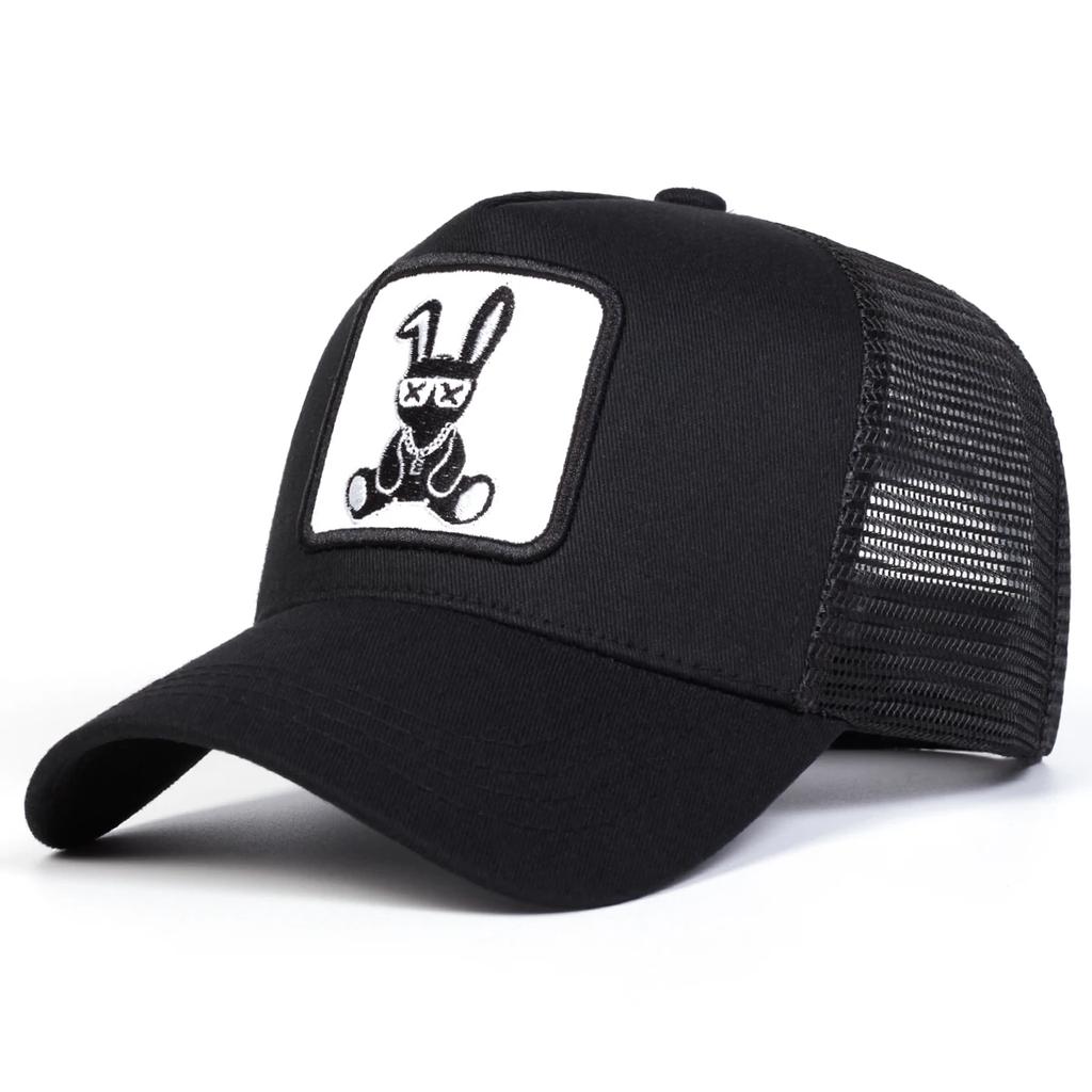 Unisex Cartoon Rabbit Embroidery Baseball Net Caps Spring and Summer Outdoor Adjustable Casual Hats Sunscreen Hat