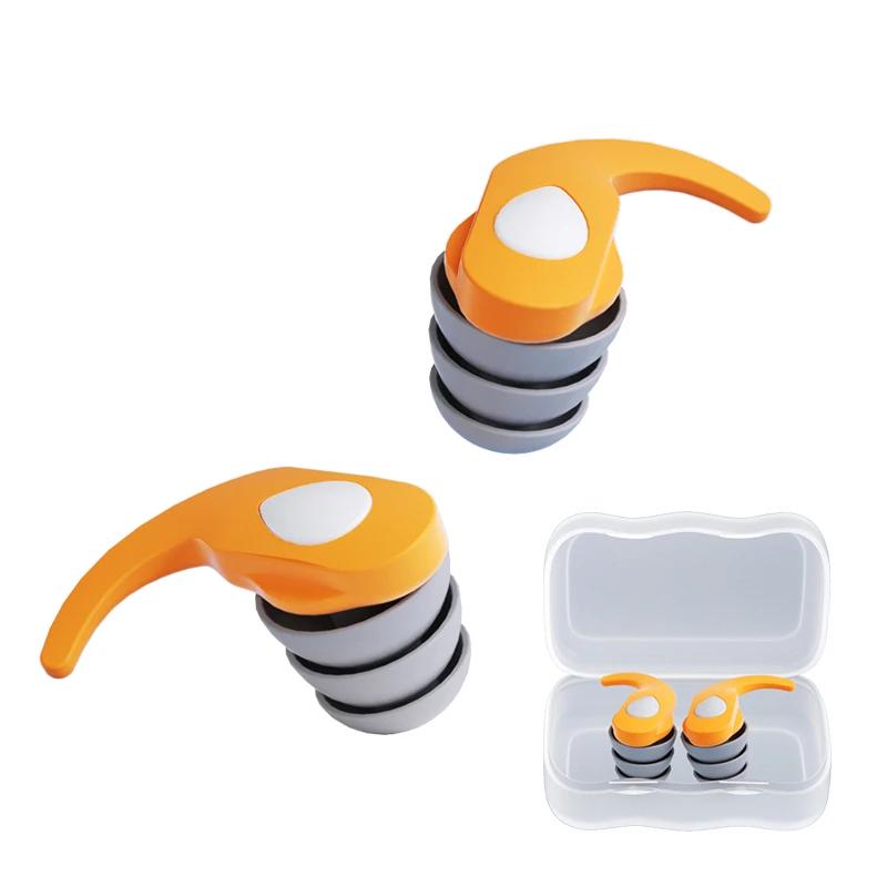 

1 Pair Silicone Soundproof Ear Plugs Ear Protection Earplugs Soft Comfort Sound Blocking Earplugs for Travel Work Sleep Swimming оранжевый