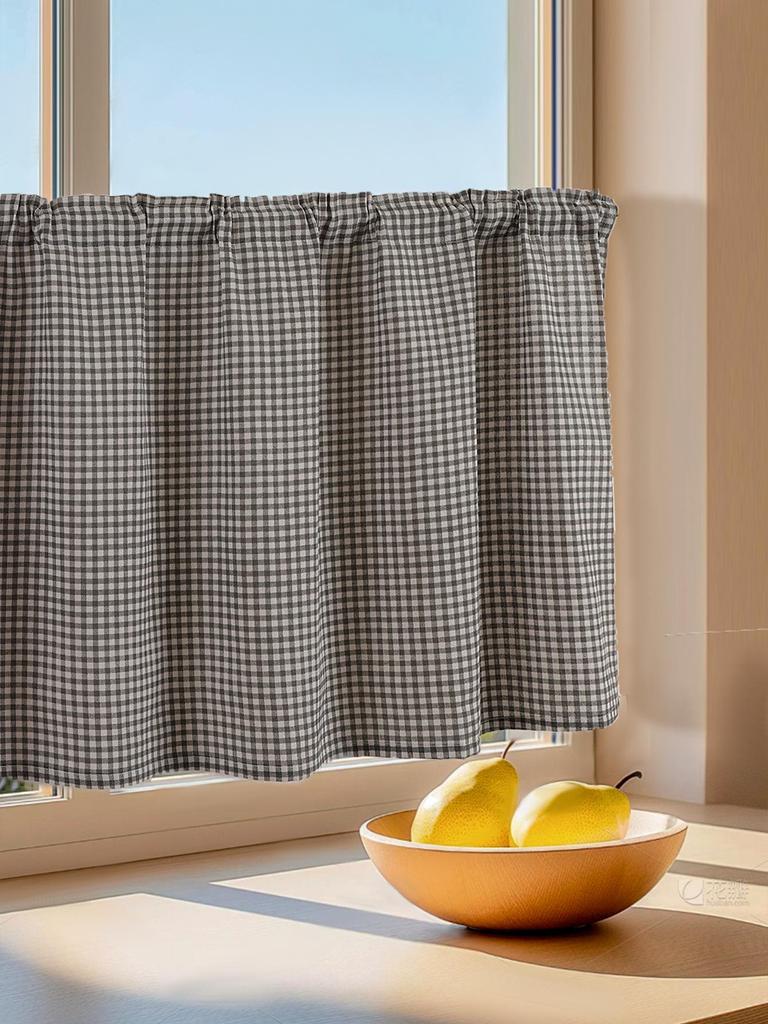 Lemon Print No-Punch Fresh Linen Door Partition Curtain for Bedroom & Kitchen