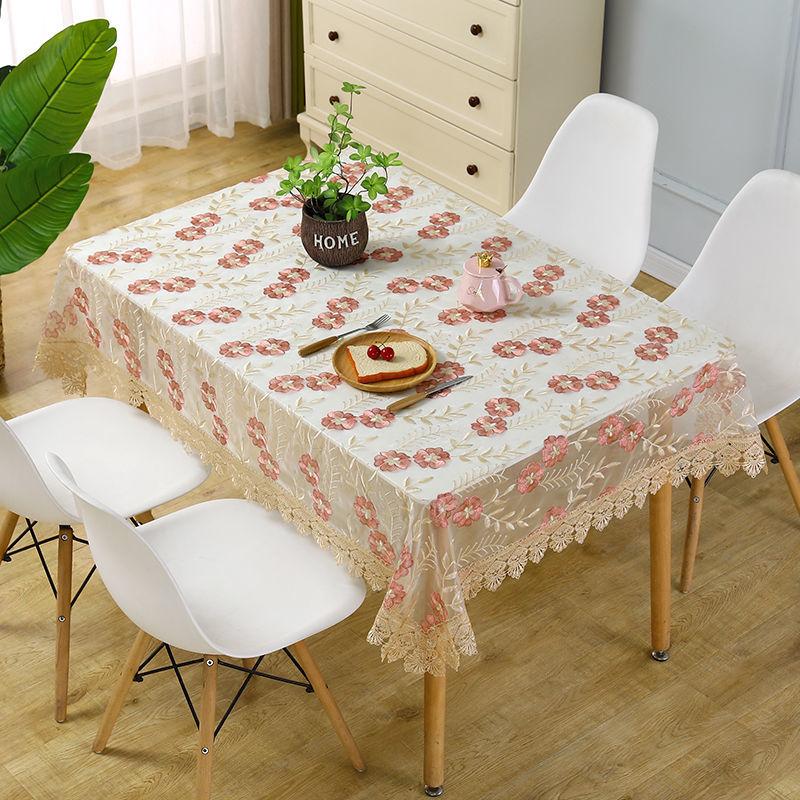 Romantic Lace Tablecloth Rectangular Polyester Fabric Home Decor Cover Perfect for Festive Occasions, Birthday Parties, and Weddings