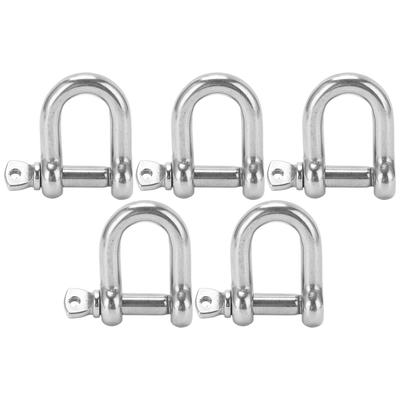 5PCS D Shackle with Screw Pin Stainless Steel 304 Heavy Duty for Chains Wirerope Lifting
