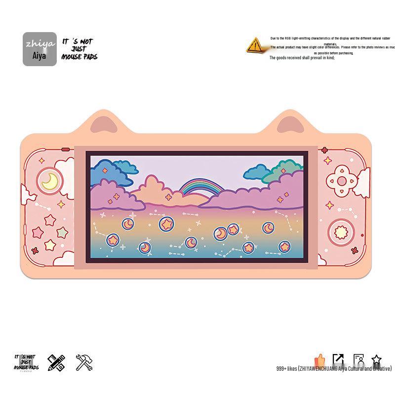Extra Large Cute Cat Ear Gaming Mouse Pad - Cartoon Keyboard Desk Pad