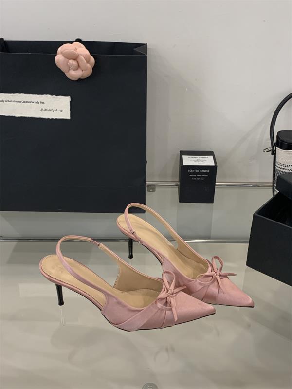 Módní boty na nízkém podpatku Lodičky Špičaté Klínek 2025 Sandály Slingback Dámské Nízký podpatek Sladká špička Mašle Léto Ležérní Béžová Oranžová Nejnovější