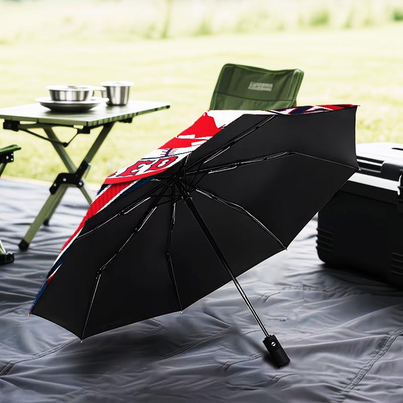 Red Sox Emblem Umbrella Folding umbrella, automatic umbrella 8-Frame for Travel, camping Use Gift for Halloween Christmas