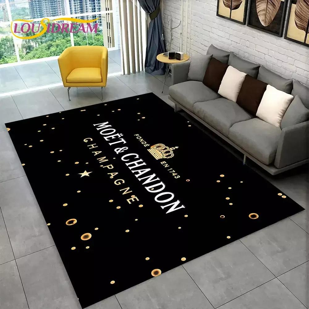 C-Champagne M-Moet & C-Chandon Teppich für Schlafzimmer Wohnzimmer Zuhause Sofa Dekoration, Kinderspiel Große Dekoration Bodenmatte Geschenk