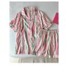 Pijama Fofa Feminina Doce Vestível Roupa de Dormir Roupa de Casa Conjunto Estudantes Cardigan Listrado Arco-Íris Shorts de Pijama Roupa de Noite Roupa de Lazer