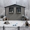 Galvanized Steel Garden House 254.2x170.2cm (4.33 m²), Brown, with Two Openable Double Windows, Lockable Double Doors and Decorative Flower Rack