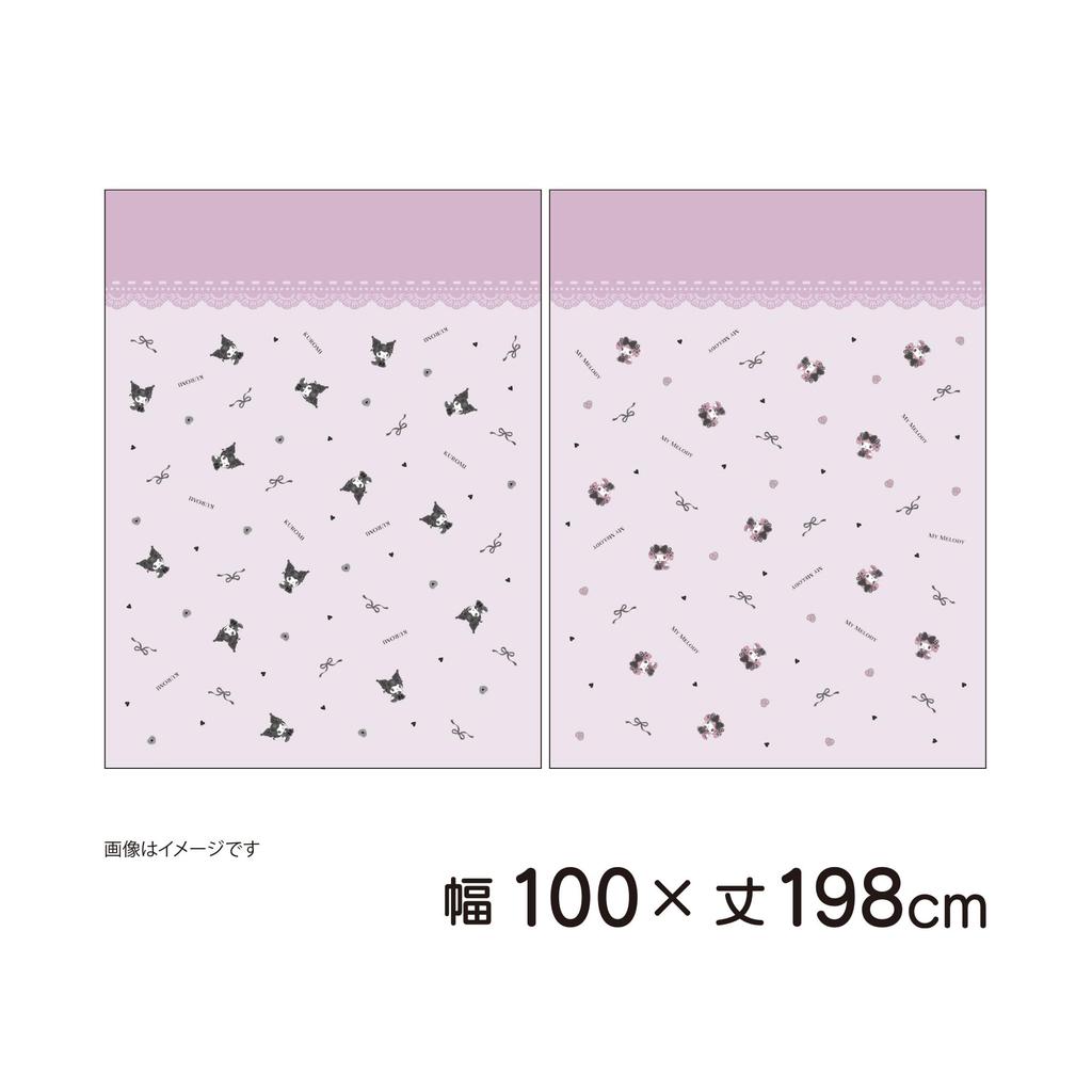 MORIPiLO Sanrio Lace Curtains Featuring My Melody and Kuromi Connecting Art 100x133cm Set of Cute Sanrio Midnight Makura No Morishita (Eba Pattern,