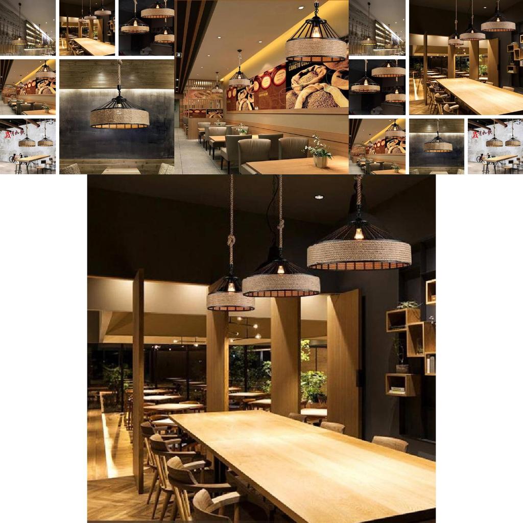 Vintage American Country Rope Pendant Light For Rustic Dining Room And Cafe Decor