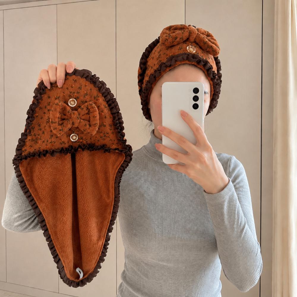 Coral Fleece Hair Towel Wrap Absorbent Shower Cap New Bow Dry Hair Cap  For Bathroom,washing Hair
